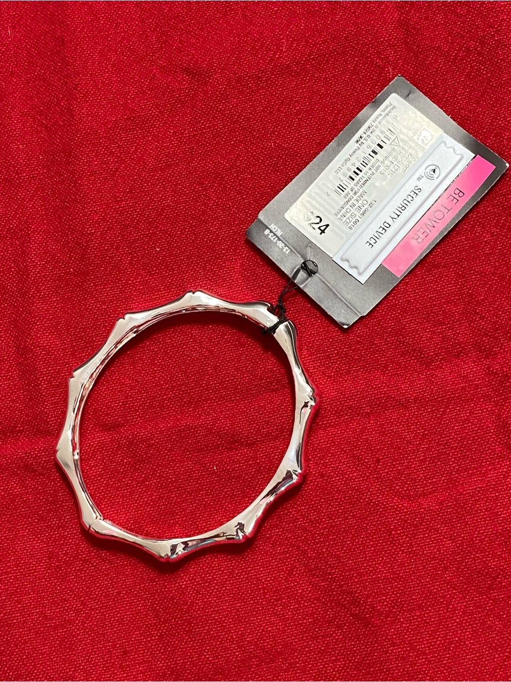 BOLD elements Silver Faceted Bamboo-Style Bangle NWT hinged